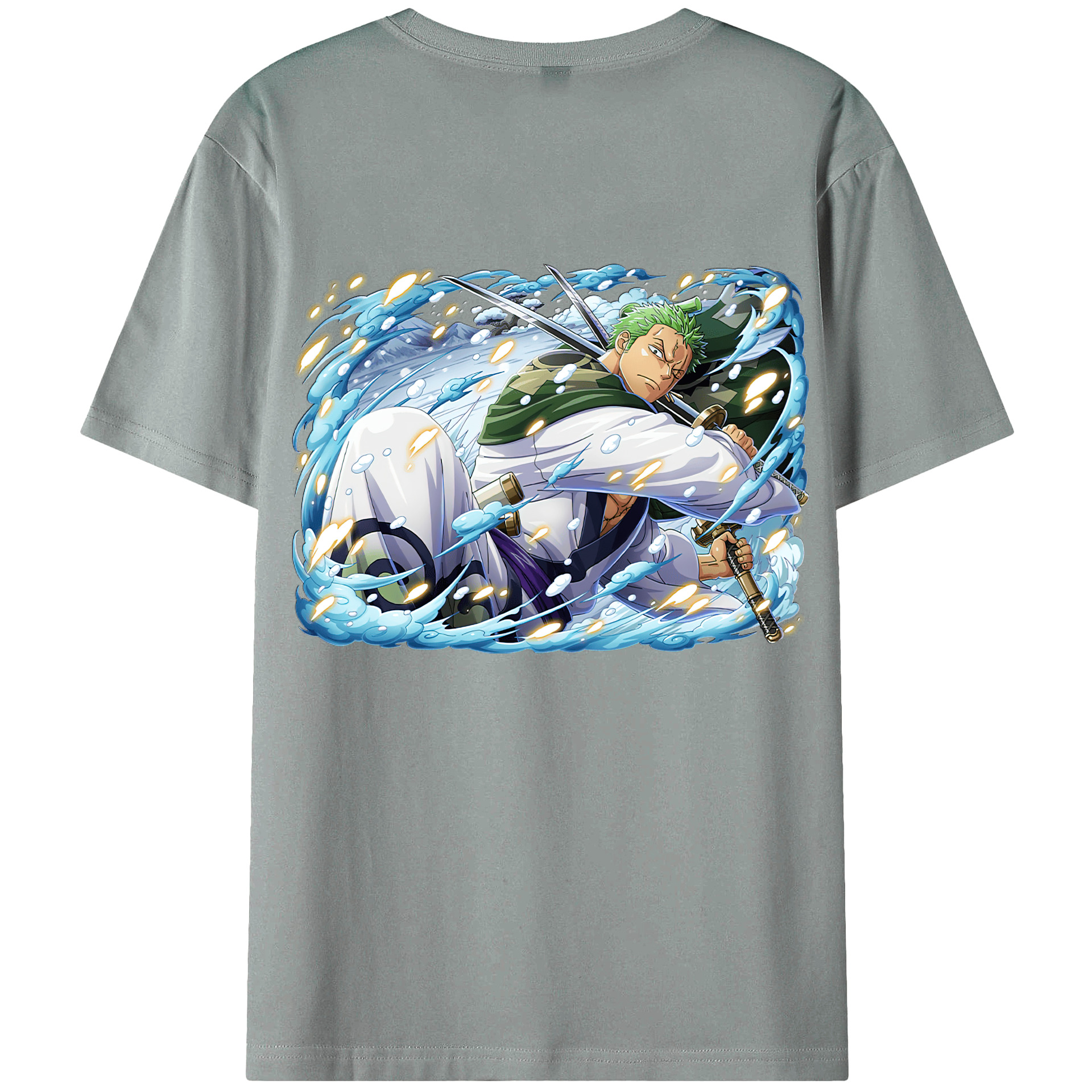 ワンピース ロロノア・ゾロ ONE PIECE Roronoa Zoro 綿100％ メンズ半袖Tシャツ（バックプリント） 通気性